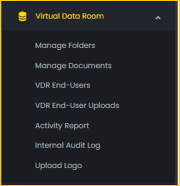 virtual data room tool bar